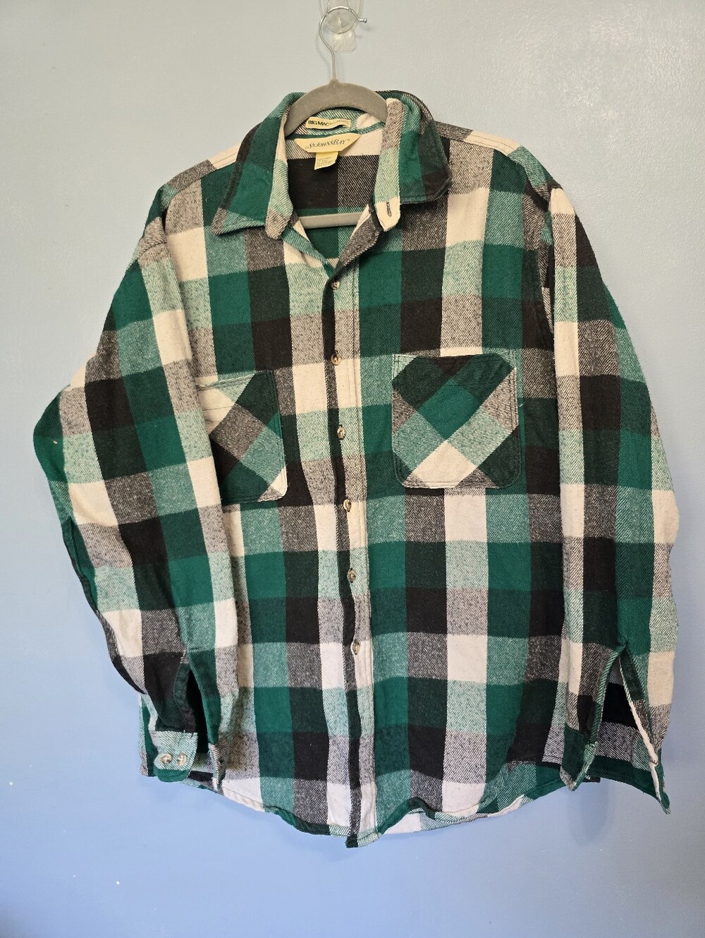 Vntg St. Johns Bay Big Mac Buffalo Flannel Shirt Size LT Green